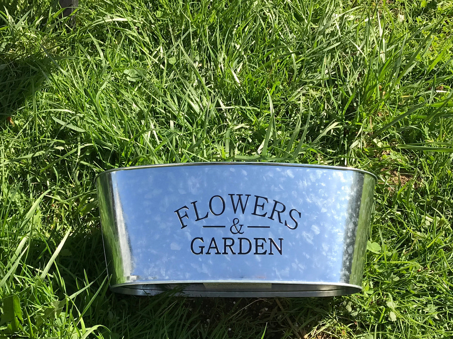 Metal "Flowers and Garden" 11" Inch by 5" Inch Container